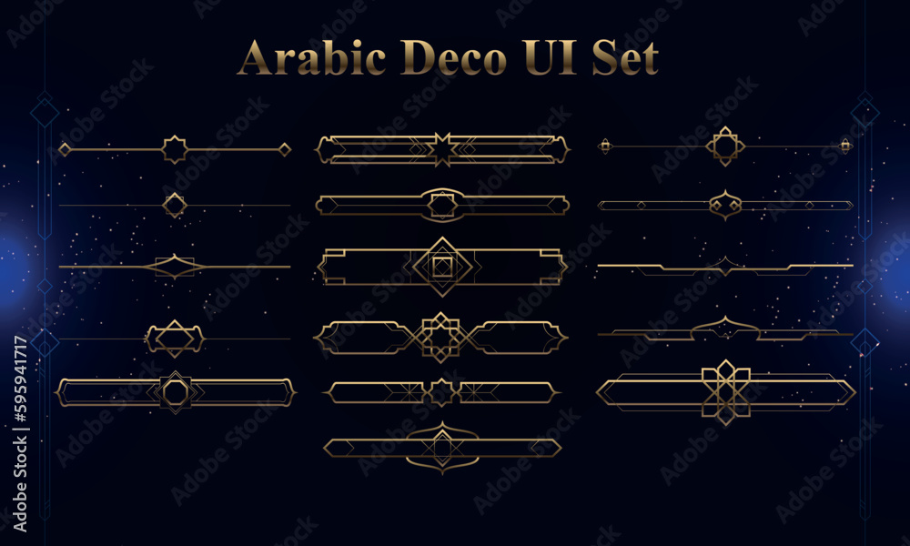 Sticker set of arabic deco modern user interface elements. fantasy magic hud. good for game ui. vector illus