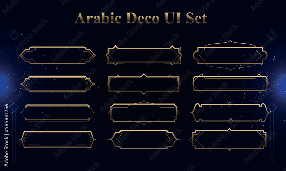 Wall mural set of arabic deco modern user interface elements. fantasy magic hud. good for game ui. vector illus