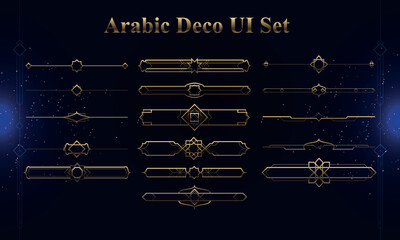 Set of Arabic Deco Modern User Interface Elements. Fantasy magic HUD. Good for game UI. Vector Illustration EPS10