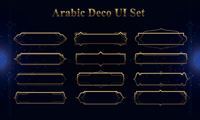 Set of Arabic Deco Modern User Interface Elements. Fantasy magic HUD. Good for game UI. Vector Illustration EPS10