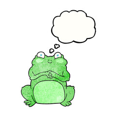 freehand drawn thought bubble textured cartoon funny frog