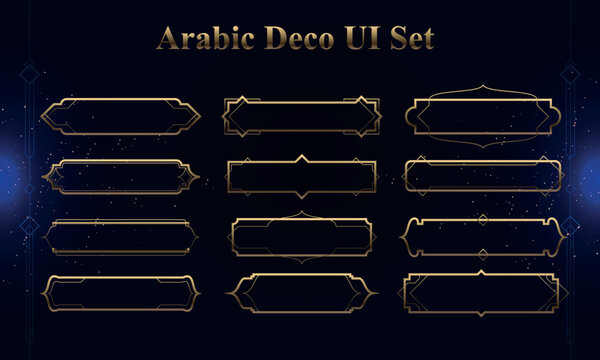 Set of Arabic Deco Modern User Interface Elements. Fantasy magic HUD. Good for game UI. Vector Illustration EPS10