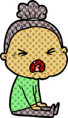 cartoon angry old woman