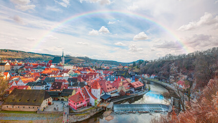 Fototapeta na wymiar Beautiful old town at Cesky Krumlov, Czech Republic. UNESCO World Heritage