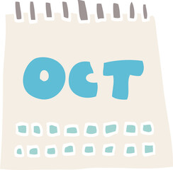 cartoon doodle calendar showing month of october