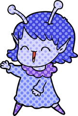 cartoon alien girl laughing