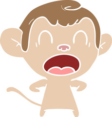 shouting flat color style cartoon monkey