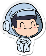 sticker of a happy cartoon astronaut