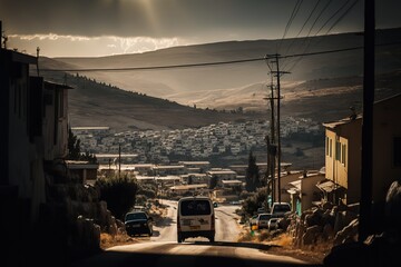 Fototapeta premium The conflict zones between Palestine and Israel are tense. Ai generated.