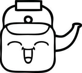 line drawing cartoon of a kettle
