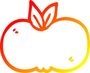 warm gradient line drawing of a cartoon apple