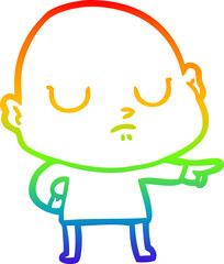 rainbow gradient line drawing of a cartoon bald man