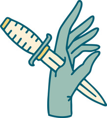 iconic tattoo style image of a dagger in the hand