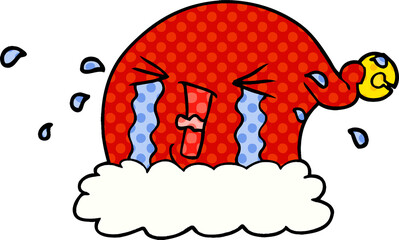 cartoon christmas hat crying