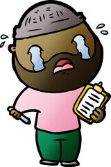 cartoon bearded man crying