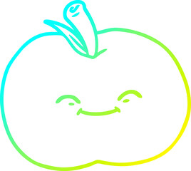 cold gradient line drawing of a cartoon apple