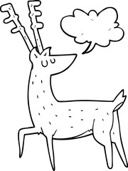 freehand drawn speech bubble cartoon stag