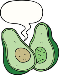 cartoon avocado with speech bubble