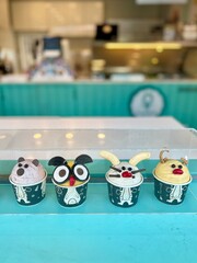 cute animal character friends ice cream.