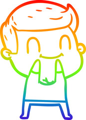 rainbow gradient line drawing of a cartoon friendly man