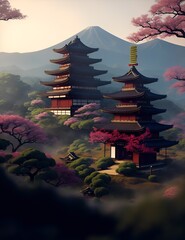 Japanese temple in the Edo Period, generative AI