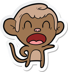 sticker of a shouting cartoon monkey