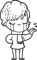 cartoon woman crying