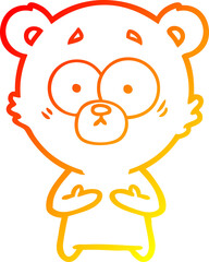 warm gradient line drawing of a surprised bear cartoon