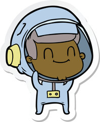 sticker of a happy cartoon astronaut man
