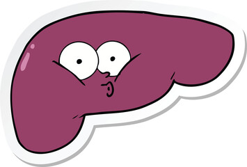 sticker of a cartoon curious liver