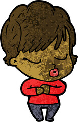 cartoon woman with eyes shut