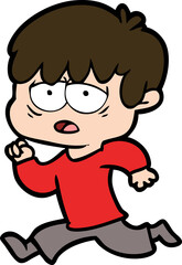 cartoon exhausted boy