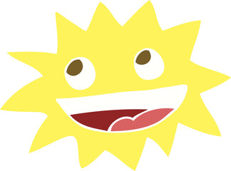 flat color illustration of star with face