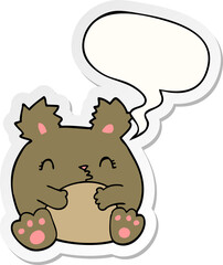 cartoon bear with speech bubble sticker