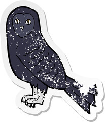 retro distressed sticker of a cartoon owl