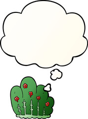 cartoon hedge with thought bubble in smooth gradient style