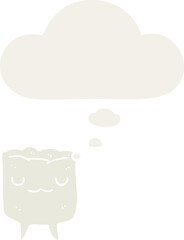 cartoon tooth with thought bubble in retro style