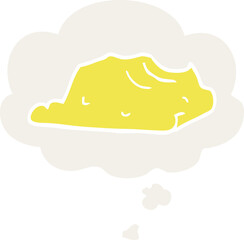 cartoon butter with thought bubble in retro style