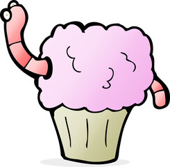 cartoon worm in cupcake