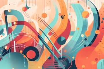 Colorful musical notes illustrated. Generative AI
