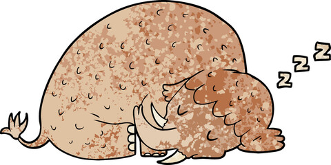 cartoon mammoth sleeping