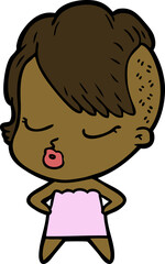 cartoon pretty hipster girl