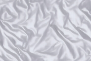 The texture of the satin fabric is white or gray with folds. Satin material. Textile. Generative AI