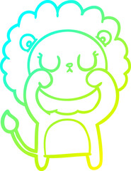 cold gradient line drawing of a cartoon lion
