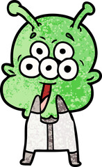 happy cartoon alien gasping in surprise
