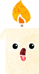 retro illustration style cartoon of a lit candle