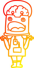 warm gradient line drawing of a cartoon robot
