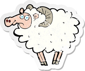 retro distressed sticker of a cartoon ram