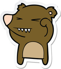 sticker of a angry bear cartoon