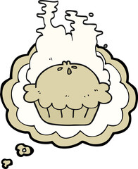 freehand drawn thought bubble cartoon pie